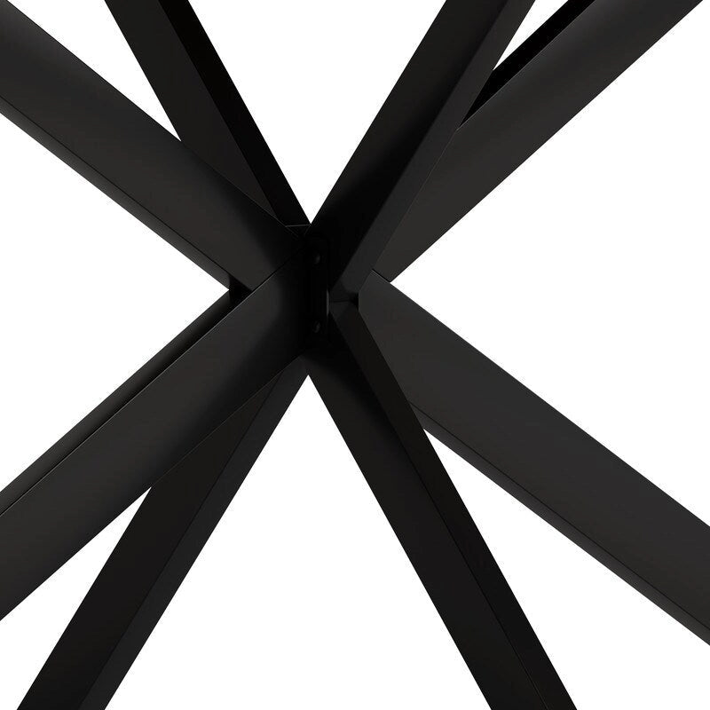 Grondin Retro Farmhouse Style 4-6 People Extendable Dining Table with X-Cross Metal Base and Storage Box