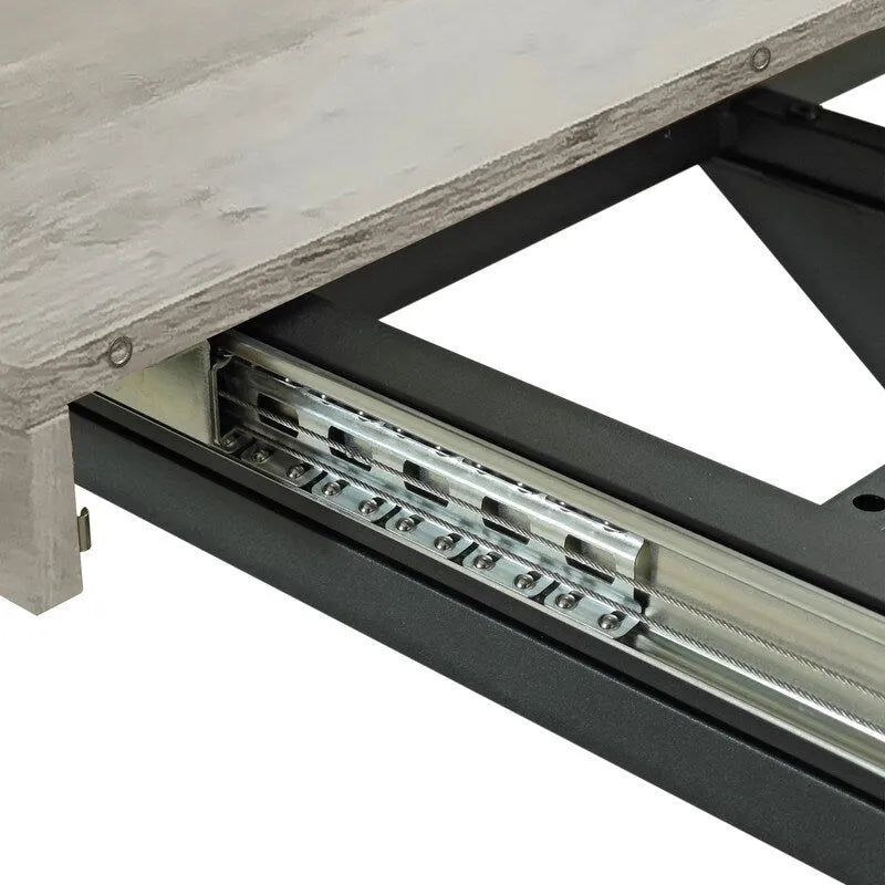 Grondin Retro Farmhouse Style 4-6 People Extendable Dining Table with X-Cross Metal Base and Storage Box