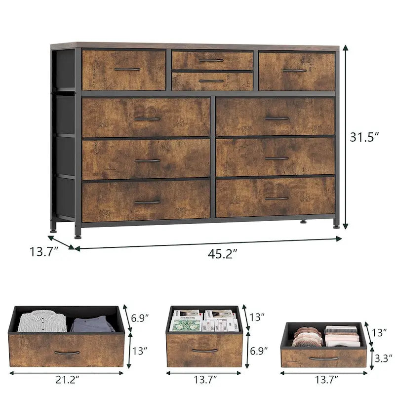 10 Drawer Dresser TV Stand - 55 inches