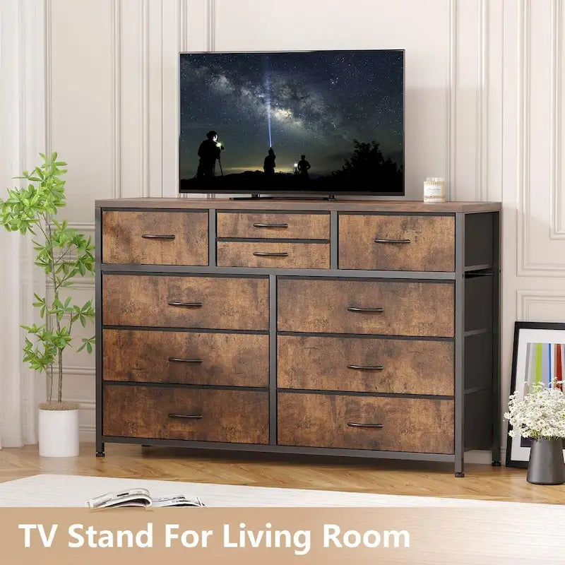 10 Drawer Dresser TV Stand - 55 inches