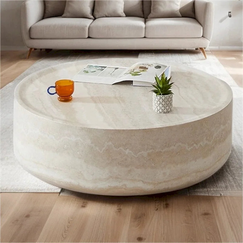 31.49 Sturdy Fiberglass Round Coffee Table with Large Storage