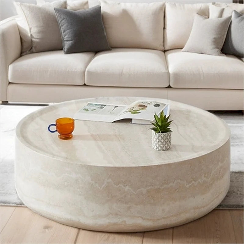 31.49 Sturdy Fiberglass Round Coffee Table with Large Storage