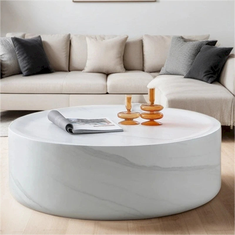 31.49 Sturdy Fiberglass Round Coffee Table with Large Storage