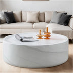 31.49 Sturdy Fiberglass Round Coffee Table with Large Storage