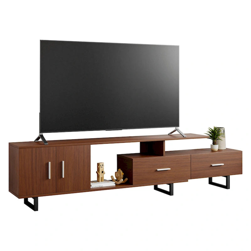 Avery 55-inch 2-Drawer 4-Shelf TV Stand in Steel