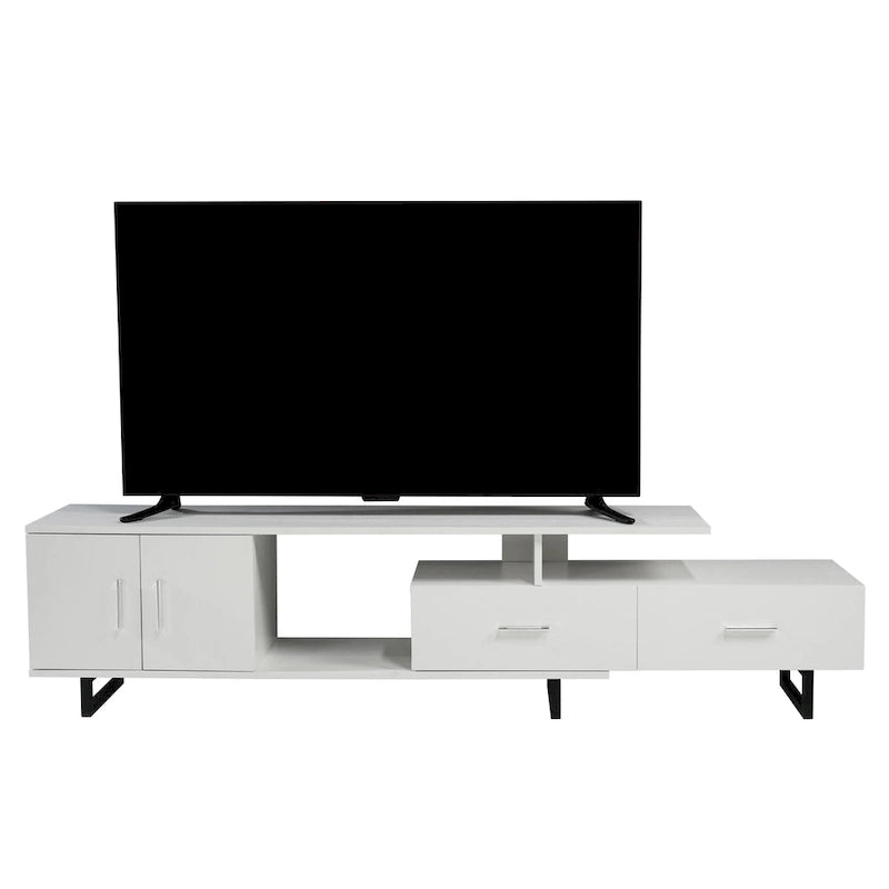 Avery 55-inch 2-Drawer 4-Shelf TV Stand in Steel