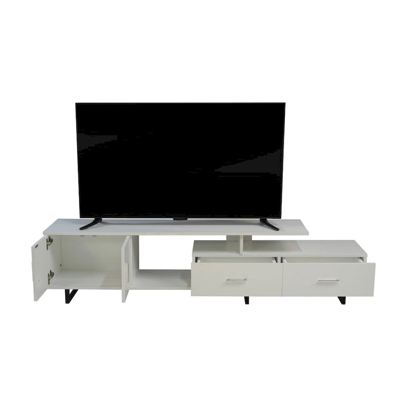 Avery 55-inch 2-Drawer 4-Shelf TV Stand in Steel