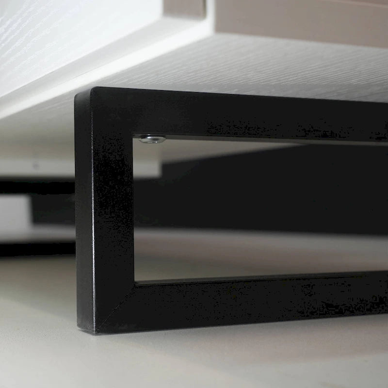 Avery 55-inch 2-Drawer 4-Shelf TV Stand in Steel