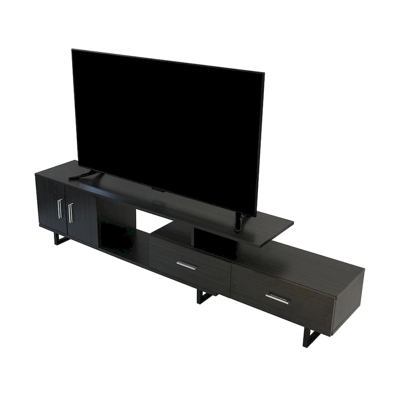 Avery 55-inch 2-Drawer 4-Shelf TV Stand in Steel