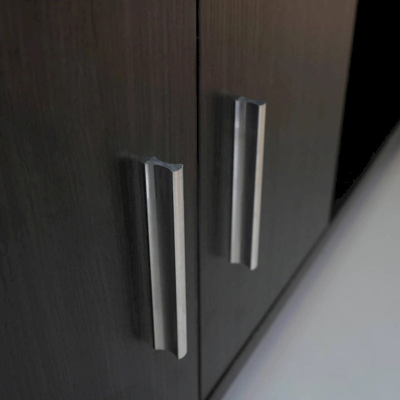 Avery 55-inch 2-Drawer 4-Shelf TV Stand in Steel