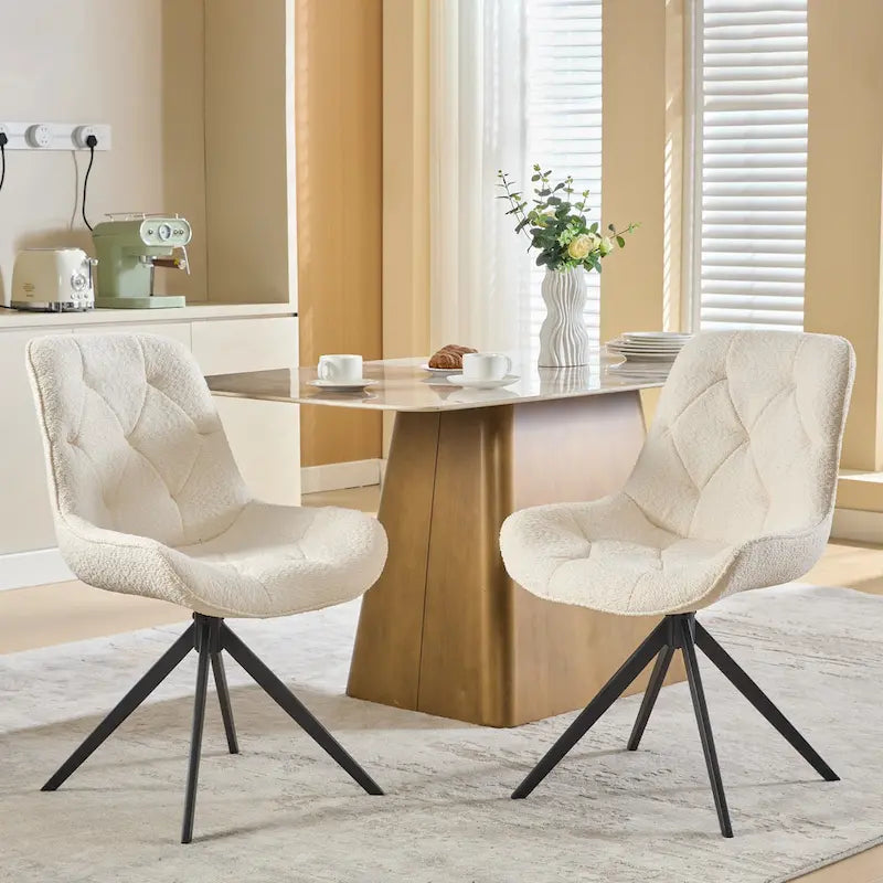XINMICS Swivel Dining Chairs, Boucle Upholstered Accent Chairs Living Room Chairs Desk Office Arm Chair