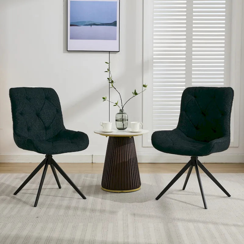 XINMICS Swivel Dining Chairs, Boucle Upholstered Accent Chairs Living Room Chairs Desk Office Arm Chair