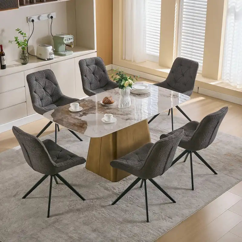 XINMICS Swivel Dining Chairs, Boucle Upholstered Accent Chairs Living Room Chairs Desk Office Arm Chair