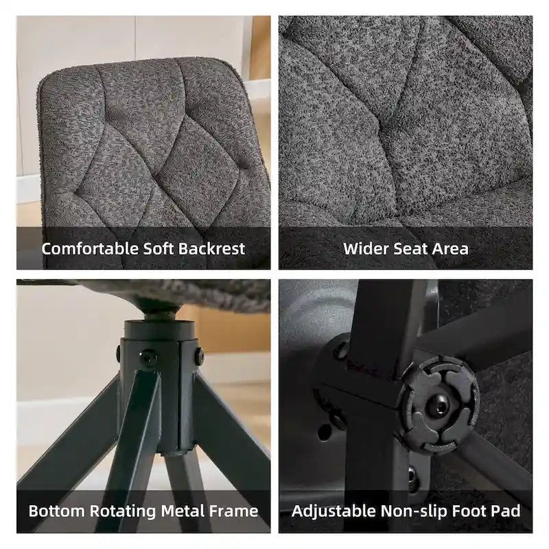 XINMICS Swivel Dining Chairs, Boucle Upholstered Accent Chairs Living Room Chairs Desk Office Arm Chair