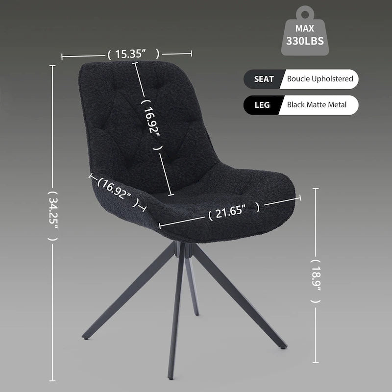 XINMICS Swivel Dining Chairs, Boucle Upholstered Accent Chairs Living Room Chairs Desk Office Arm Chair