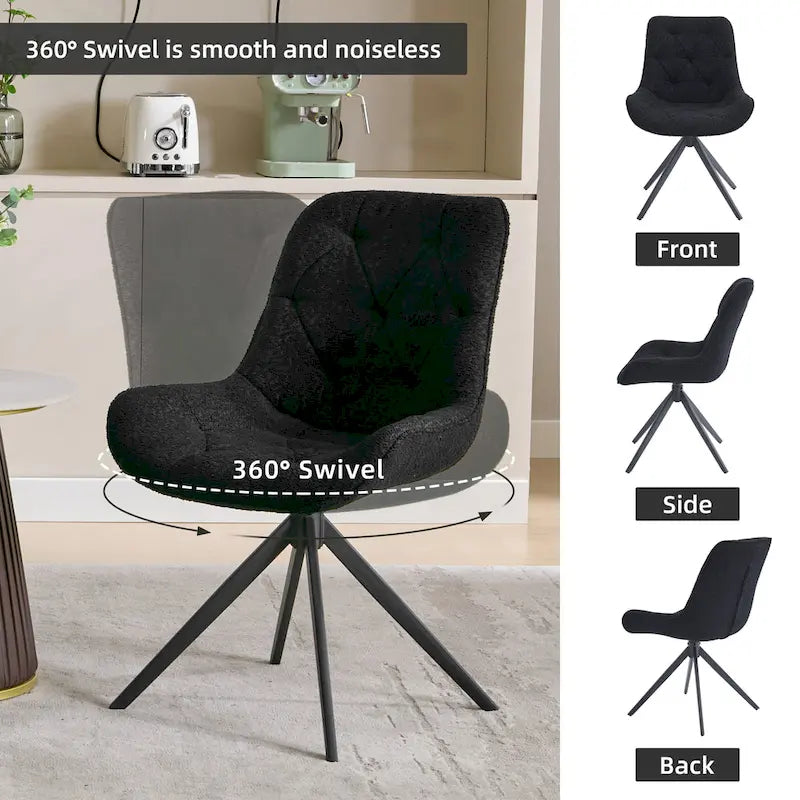XINMICS Swivel Dining Chairs, Boucle Upholstered Accent Chairs Living Room Chairs Desk Office Arm Chair