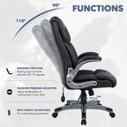 High Back Executive Office Chair with Padded Flip-up Arms, Adjustable Tilt Lock, Swivel Rolling Chair for Adult Working Study