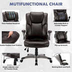 High Back Executive Office Chair with Padded Flip-up Arms, Adjustable Tilt Lock, Swivel Rolling Chair for Adult Working Study