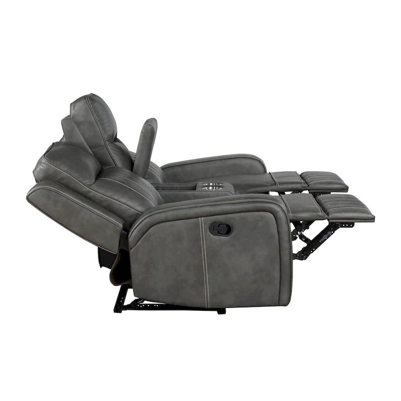 Forrest Grey Motion Reclining Loveseat with Console