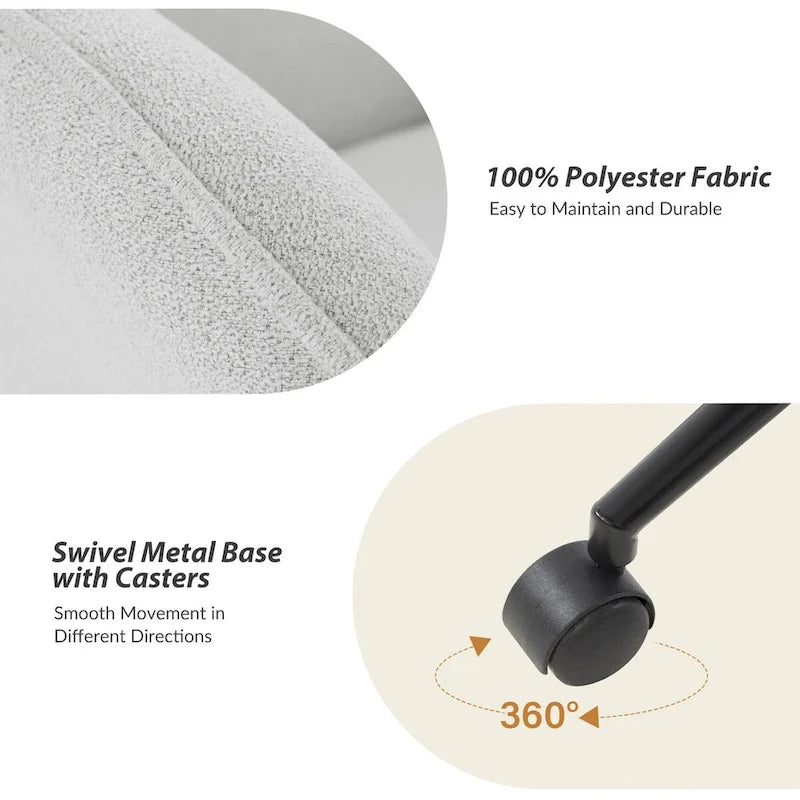 Victoria Curved Backrest 0ffice Chair Rotatable With Casters And Metal Base by HULALA HOME