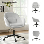 Victoria Curved Backrest 0ffice Chair Rotatable With Casters And Metal Base by HULALA HOME