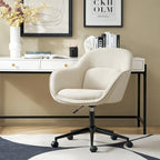 Victoria Curved Backrest 0ffice Chair Rotatable With Casters And Metal Base by HULALA HOME