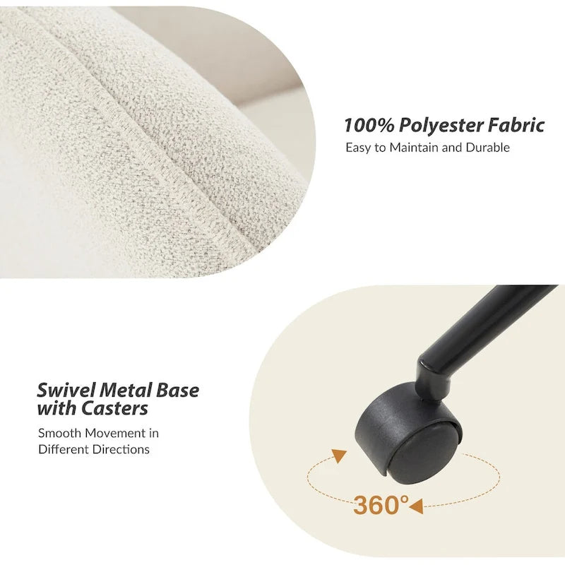 Victoria Curved Backrest 0ffice Chair Rotatable With Casters And Metal Base by HULALA HOME