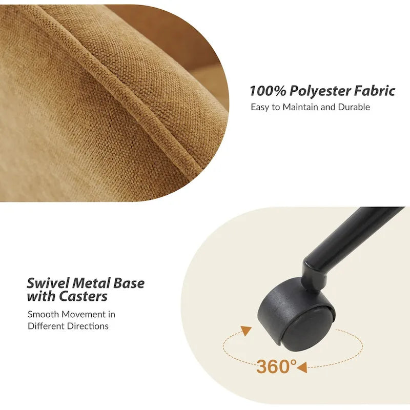 Victoria Curved Backrest 0ffice Chair Rotatable With Casters And Metal Base by HULALA HOME