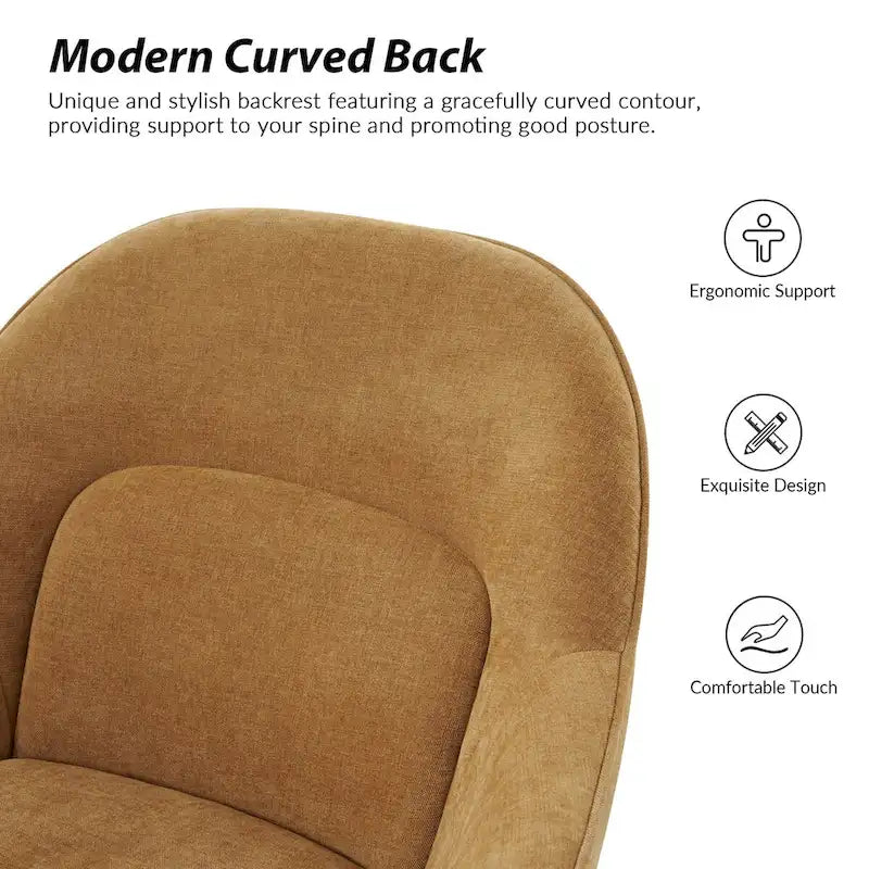 Victoria Curved Backrest 0ffice Chair Rotatable With Casters And Metal Base by HULALA HOME