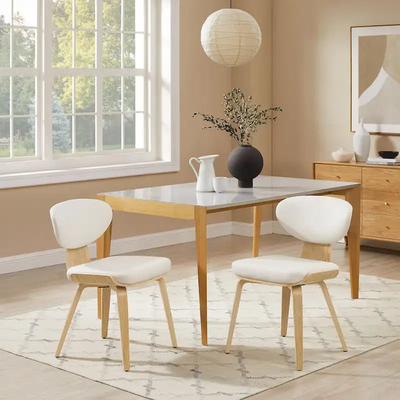 Art Leon Wood and PU Leather Dining Chair (Set of 2).