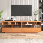 Modern TV with 4 Drawers& 2 open Cabinets, Media Console Table for TVs up to 75,Wood