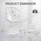 HOMEFUN Upholstered 360 Degree Swivel Rocking Recliner Chair for Bedroom,Living Room