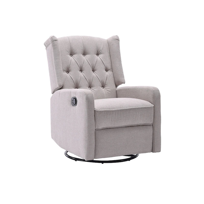 HOMEFUN Upholstered 360 Degree Swivel Rocking Recliner Chair for Bedroom,Living Room