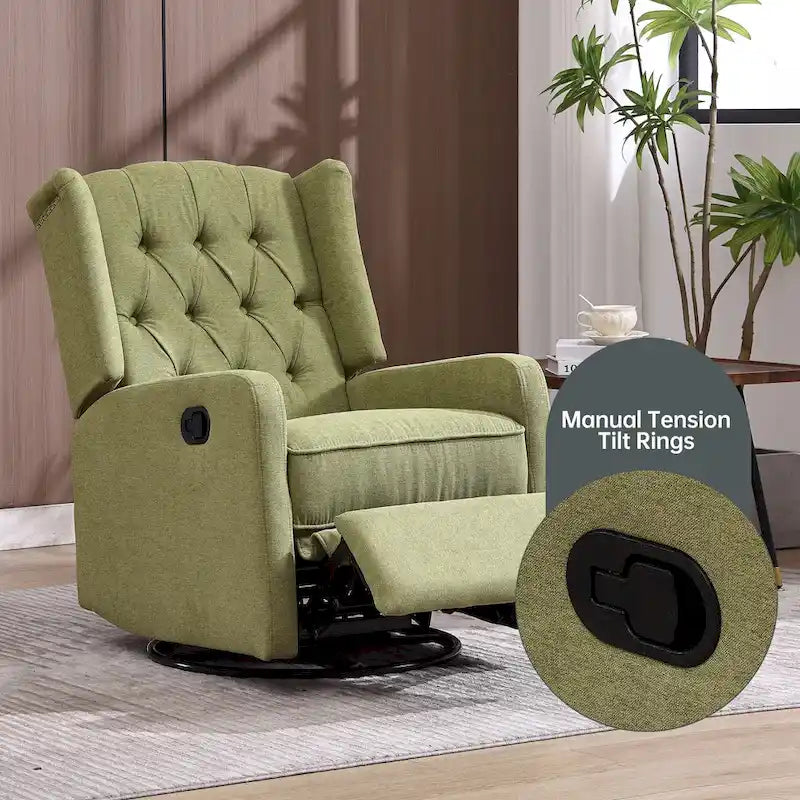 HOMEFUN Upholstered 360 Degree Swivel Rocking Recliner Chair for Bedroom,Living Room