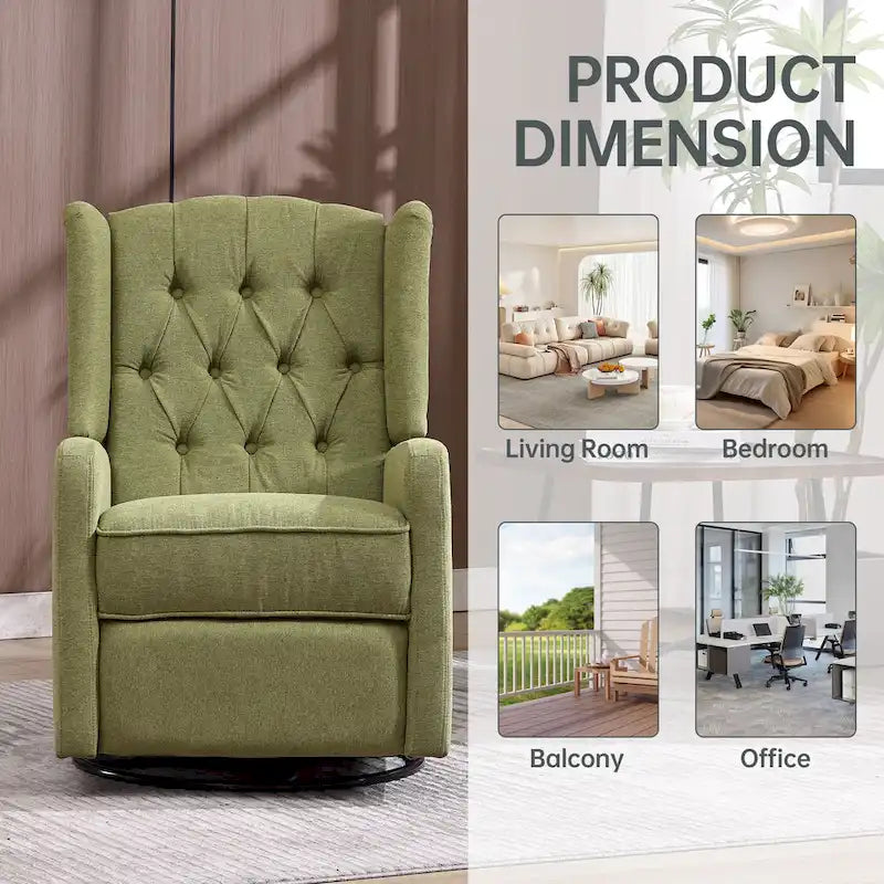 HOMEFUN Upholstered 360 Degree Swivel Rocking Recliner Chair for Bedroom,Living Room