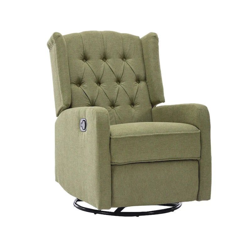 HOMEFUN Upholstered 360 Degree Swivel Rocking Recliner Chair for Bedroom,Living Room