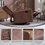 HOMEFUN Upholstered 360 Degree Swivel Rocking Recliner Chair for Bedroom,Living Room