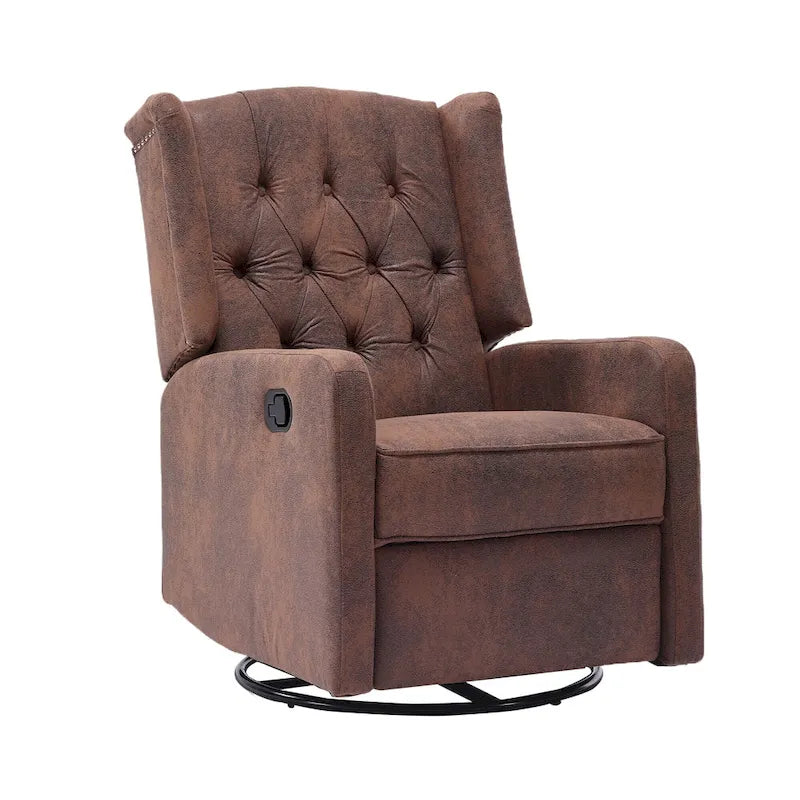 HOMEFUN Upholstered 360 Degree Swivel Rocking Recliner Chair for Bedroom,Living Room