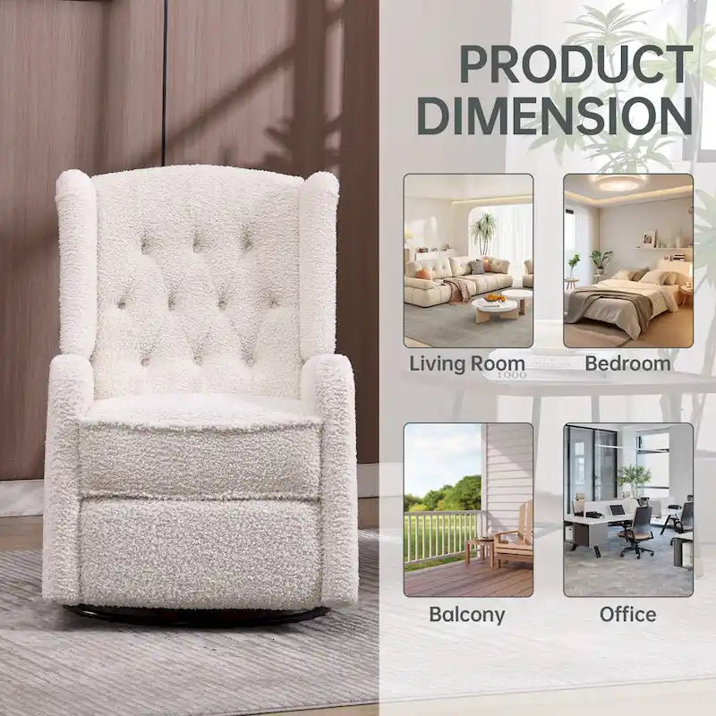 HOMEFUN Upholstered 360 Degree Swivel Rocking Recliner Chair for Bedroom,Living Room