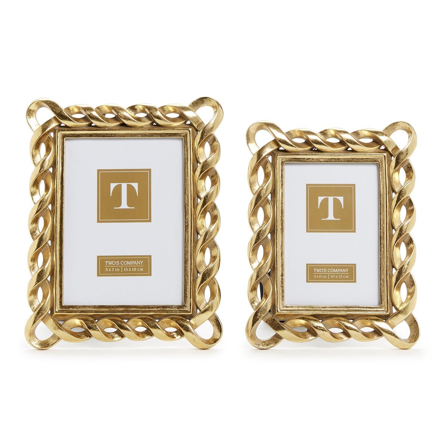 Gold Ribbon Photo Frame Incl 2 Sizes, Set of 2