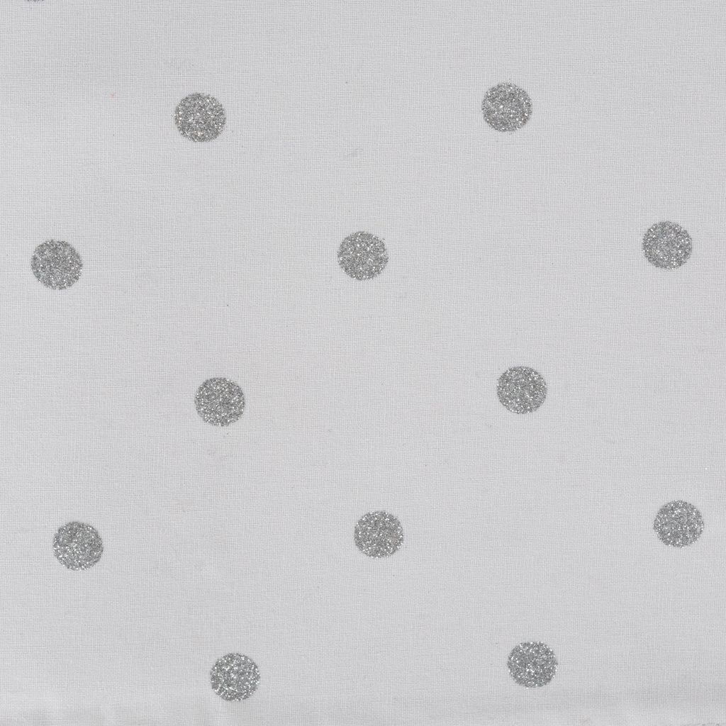 Metallic White & Silver Reversible Polka Dot Table Runner