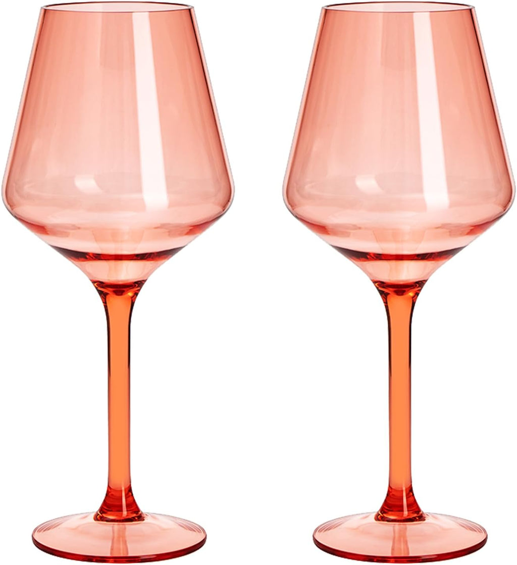 Saint Tropez Acrylic Stemmed Wine Glassware, Set of 2 Orange
