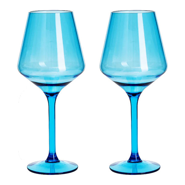 Saint Tropez Acrylic Stemmed Wine Glassware, Set of 2 Blue