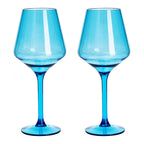 Saint Tropez Acrylic Stemmed Wine Glassware, Set of 2 Blue