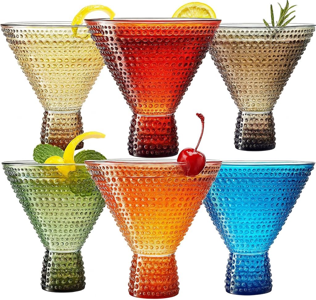 Eze Acrylic Martini Hobnail Glassware, Set of 6