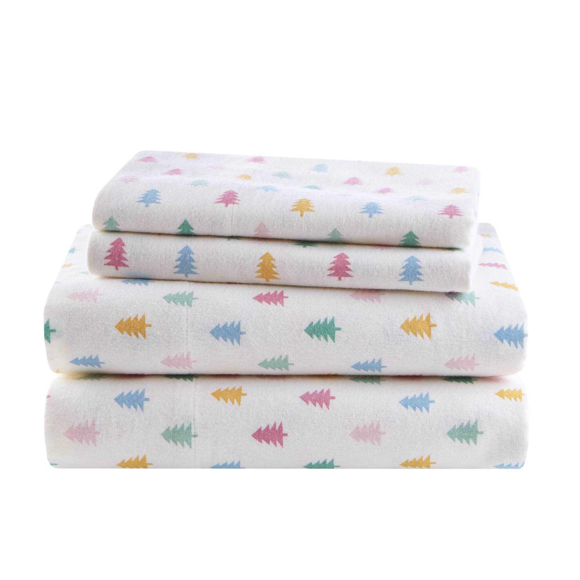 Tree Block 100% Cotton Flannel Pigment Printed Sheet Set