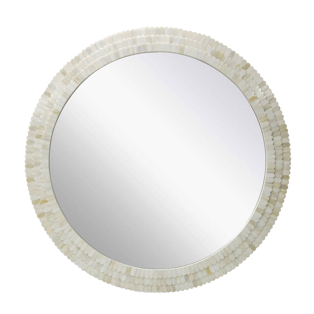 Round 35 Wide Scallop Natural Bone Inaly Mirror