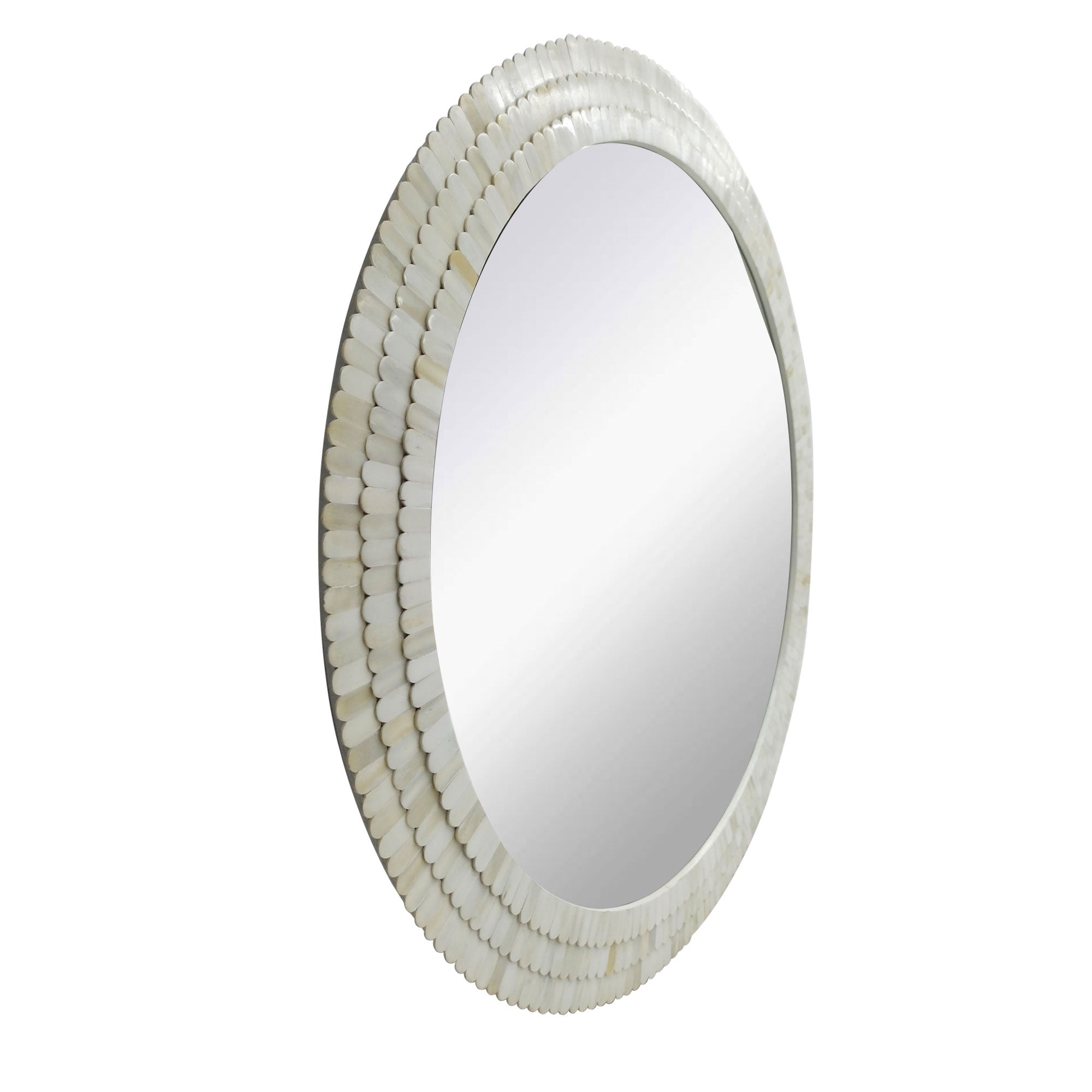 Round 35 Wide Scallop Natural Bone Inaly Mirror