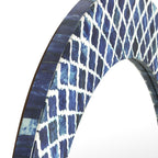 Round 29 Wide Blue Diamond Pattern Natural Bone Inlay Mirror
