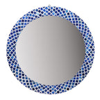 Round 29 Wide Blue Diamond Pattern Natural Bone Inlay Mirror